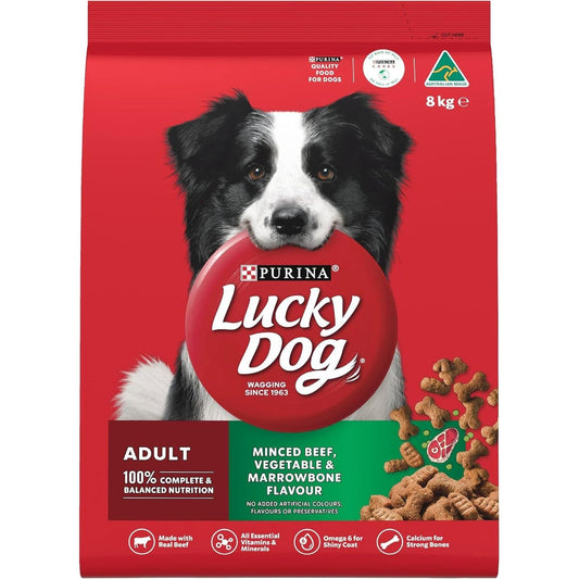 Adult Dry Dog Food Minced Beef Vegetable and Marrowbone 8Kg - Paws and Pats