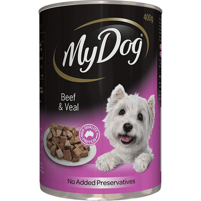Adult Small/Medium Breed Wet Dog Food Beef & Veals 400G Can, 24 Pack