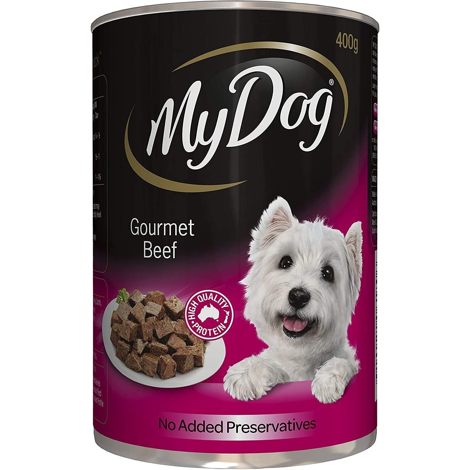 Adult Wet Dog Food Gourmet Beef 400G Can, 24 Pack - Paws and Pats