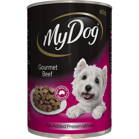 Adult Wet Dog Food Gourmet Beef 400G Can, 24 Pack - Paws and Pats