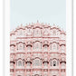 An urban wall art with pink indian architecture masterpiece. 