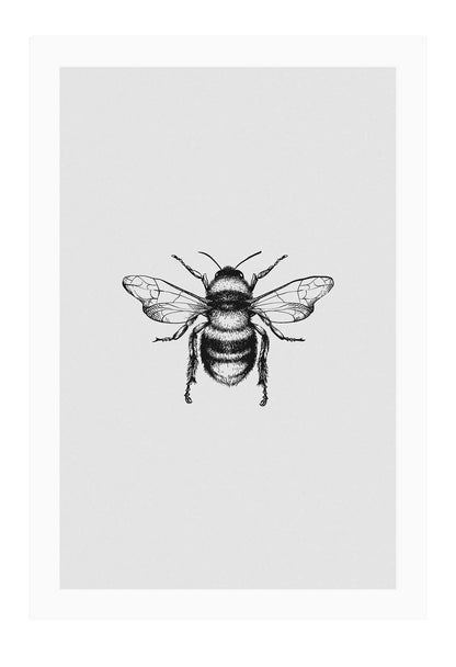 bee art framed print black Gold brass minimal natural modern style black background