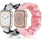 Adjustable Elastic Scrunchie for Apple Watch Band 38Mm 40Mm 41Mm 42Mm 44Mm 45Mm, Soft Stretchy Cloth Pattern Printed Fabric Women Girls Wristbands for Iwatch Series 10/9/8/7/SE/6/5/4/3/2/1