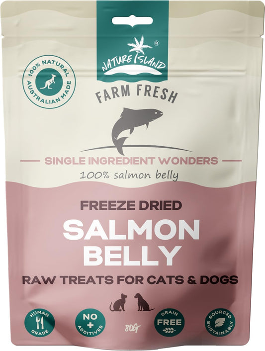Freeze Dried Salmon Belly Raw Treats for Cats and Dogs 80 G