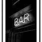 A fashion typography wall art of neon bar sign in black and white. 