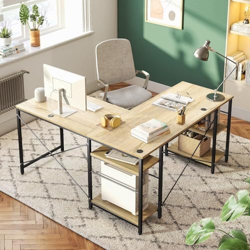 L-Shaped Desk with Shelves 151cm