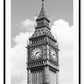 A black and white urban wall art with classic architecture Big Ben in London. 