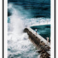 Sydney beach water ocean print with blue white wash waves splashing on pool vintage coast 