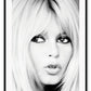 Photography print model iconic celebrity brigette bardot black and white eyes blonde 