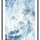 Ocean print with a close-up of the blue sea and white wash. 