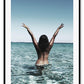 Photography fashion woman tan in water nude sexy back facing camera freedom beach 