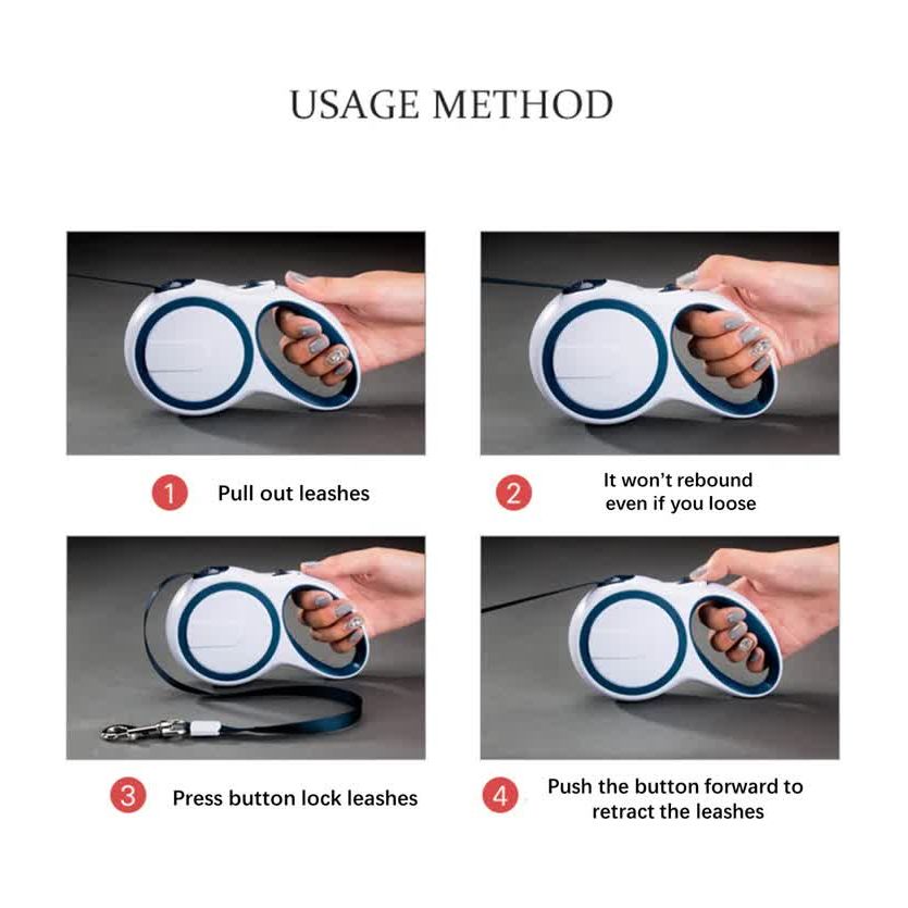 Blue 5M Pet Leash Retractable - Tangle-Free, Extendable Pet Leash for Walking