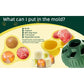 Blue Ball and Yellow Mold Pet Treat Dispensing Ball and Molding Set - Silicone Dog Chew Toy for Teeth Cleaning and Boredom Relief