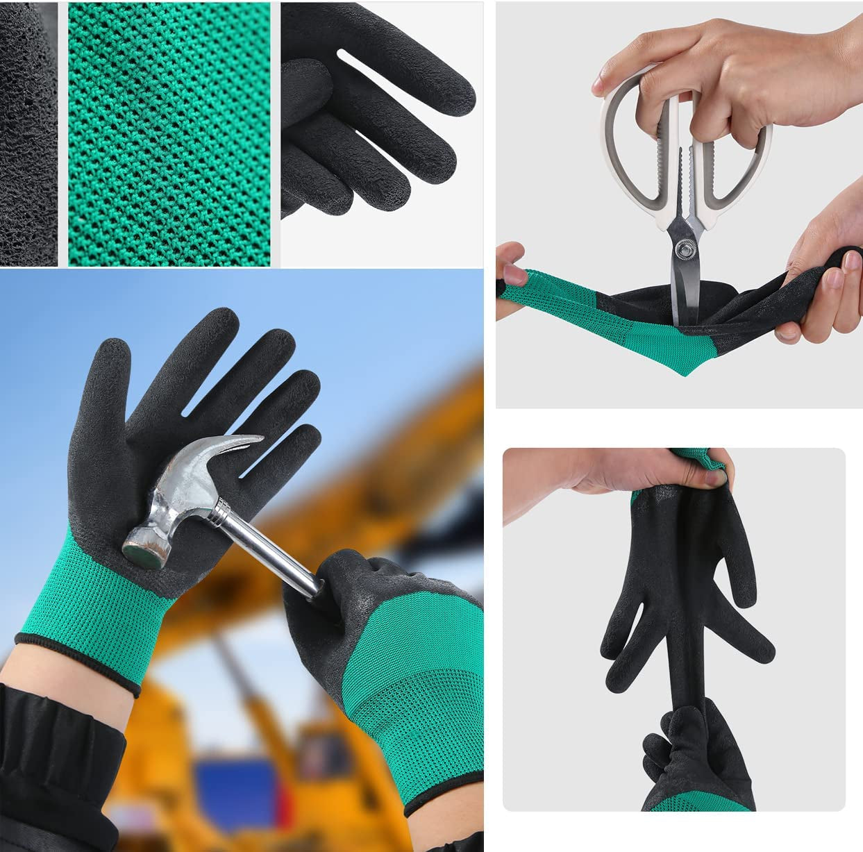 Safety Garden Gloves for Men Work Gloves with Palm Coated Breathable Rubber Coated Gardening Gloves Outdoor Protective Porter Working Gloves Large Size Mechanic Gloves Construction Gloves for Men