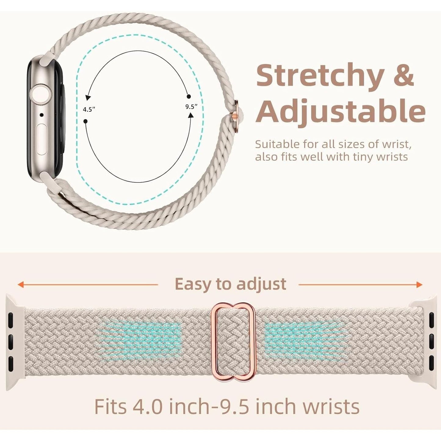 Bandelle 4 Pack Braided Stretchy Solo Loop for Apple Watch