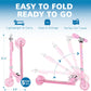 V1 Scooters for Kids, 2 Wheel Folding Kick Scooter for Girls Boys, 3 Adjustable Height, Light up Wheels, Lightweight Scooter with Sturdy Frame, Kickstand for Children 3 to 12 Years Old