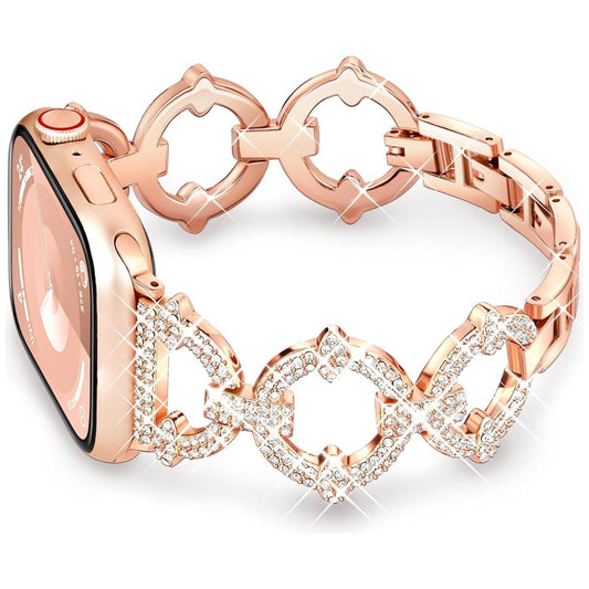 Compatible with Apple Watch Band Series 10 42Mm 41Mm 40Mm 38Mm for Women Girls, Dressy Bling Designer Apple Watch Band for Iwatch Series 10 9 8 7 6 5 4 3 2 1 Iwatch SE (Rose Gold)