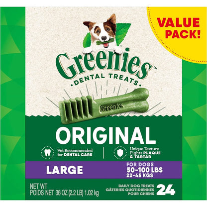 Canine Dental Dog Treats Original Large 24 Chews Value Pack 1.02Kg
