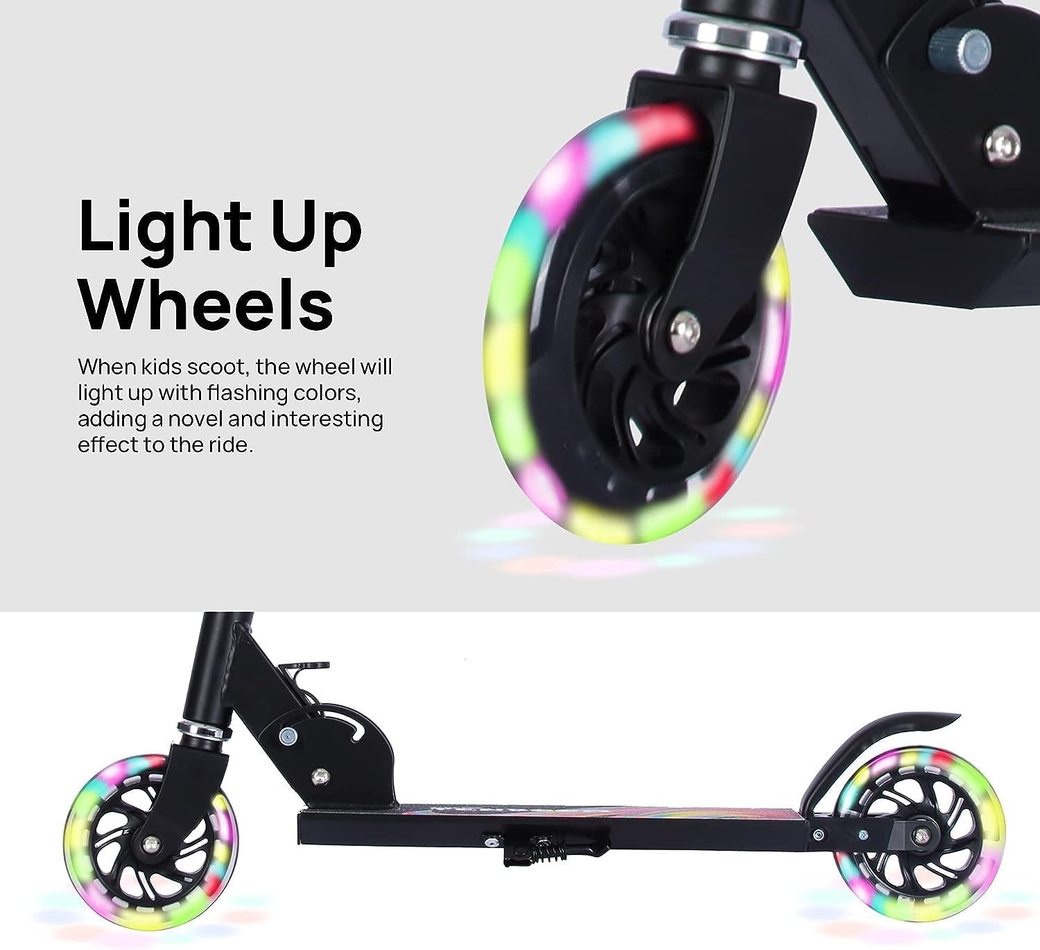 Kids Folding Kick Scooter, 2 Wheel Folding Kick Scooter for Girls Boys, 3 Adjustable Height, Light up Wheels, Scooter with Sturdy Frame, Christmas Birthday Girls Boys, Easy Folding Kids Scooter