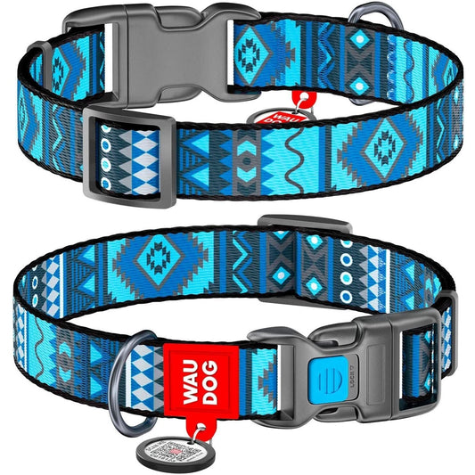 Collar Company Dog Collar Nylon - Printed with - ETNO BLUE 24-40CM