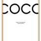 A black and white fashion typography wall art with coco chanel I dont do fashion I am fashion black writing on white background. 