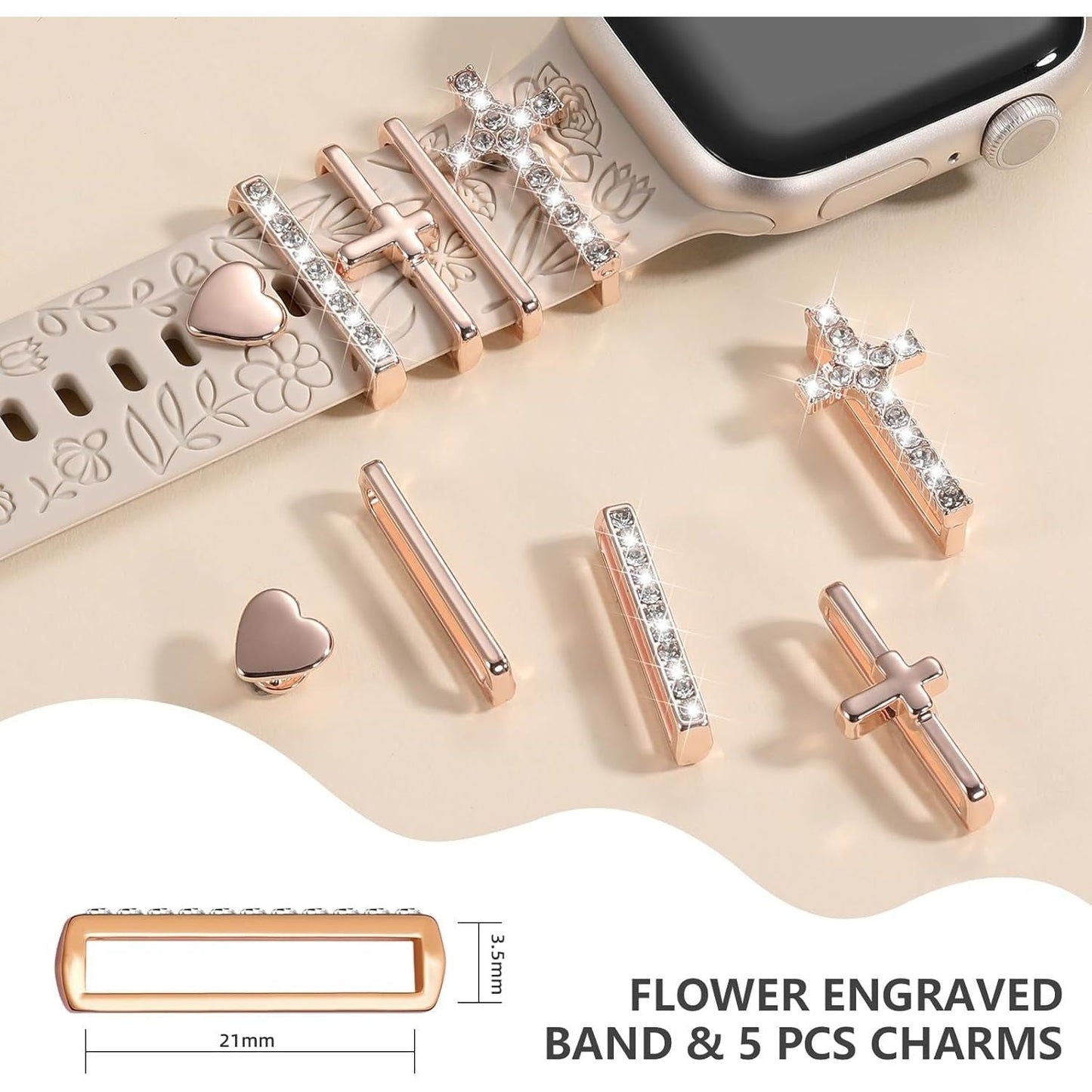 Soft Silicone including 5 Charms!