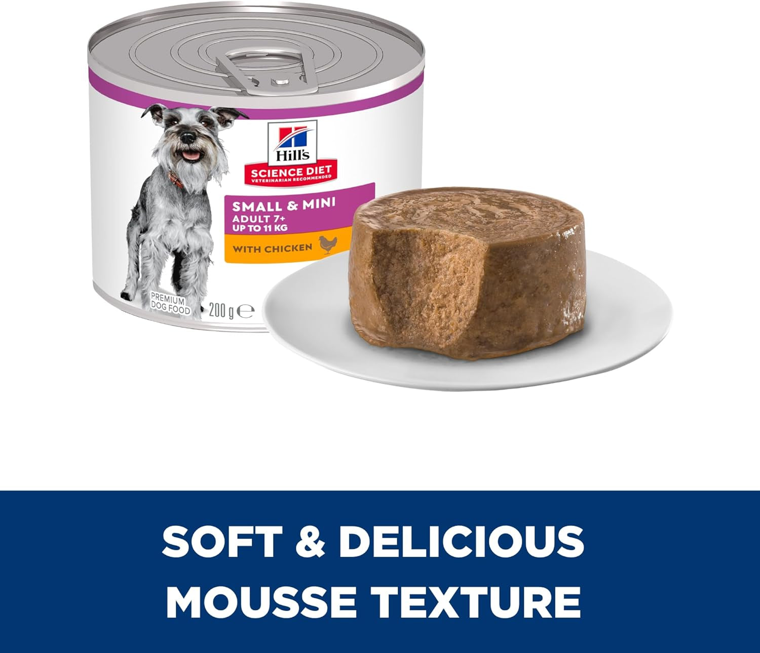 Senior Small & Mini Breed Dog Food Bundle, Adult 11+, 2.04 Kg Dry Kibble & Adult 7+ 12X200G Wet Food Chicken Recipe