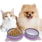 Dark Blue Portable Collapsible Pet Bowl Set - Food-Grade Silicone Double Bowl for Dogs & Cats, Anti-Slip & Easy to Clean