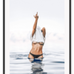 Woman photography beach sexy middle finger in water blue and white and nude