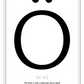 A simple black and white fashion typography wall art with a letter O black writing on white background.