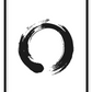 A simple, abstract wall art with a single black infinity ink ring on white background. 