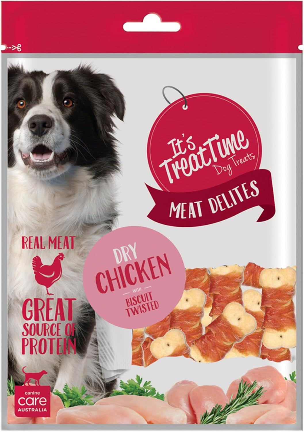 Meat Delites Chicken Biscuit Twist Dog Treat, 100G, Real Meat, Great Source of Protein, Tartar Control, Suitable for All Dogs