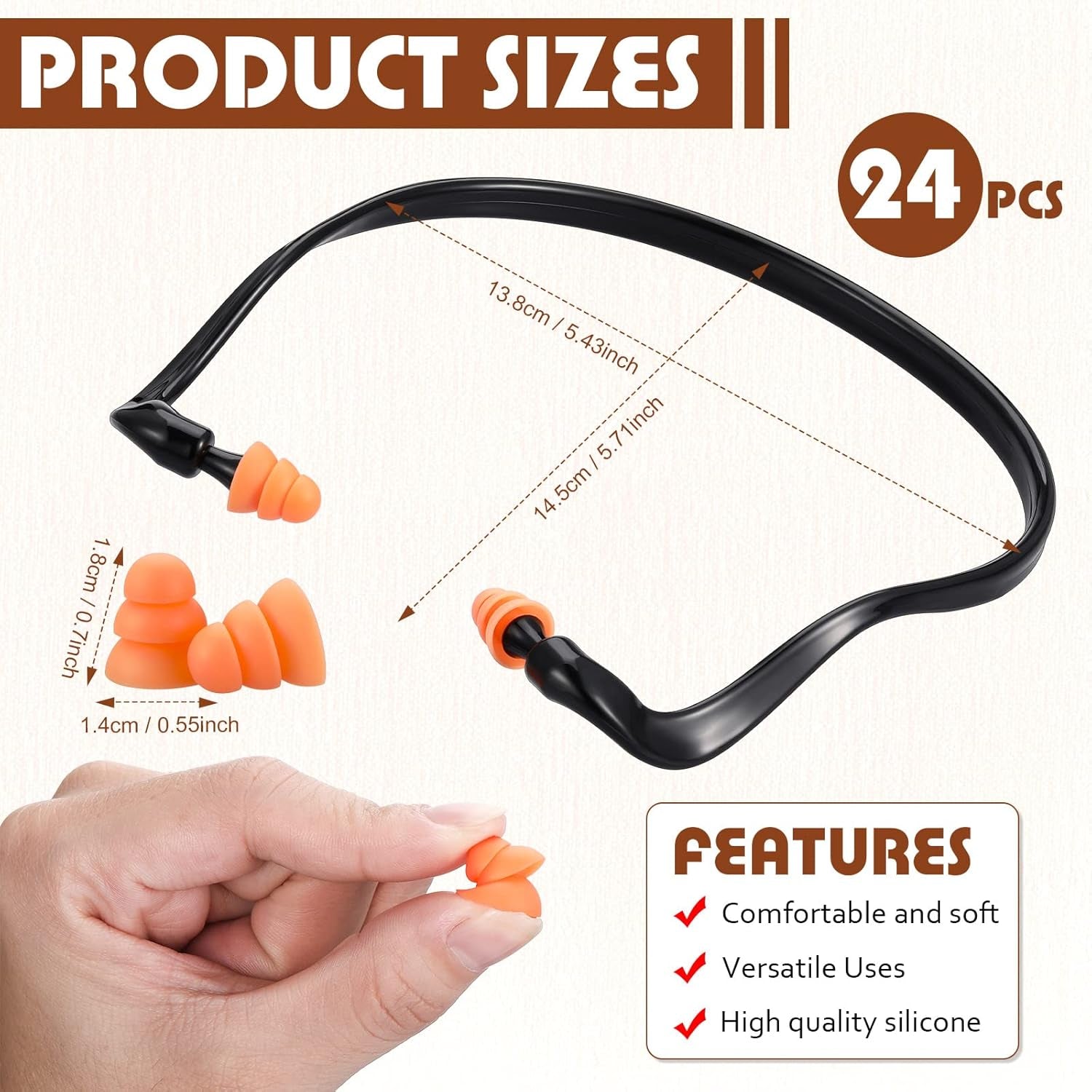 24 Pcs Banded Ear Plugs Silicone Shooting Ear Plugs Reusable Washable Ear Protection Noise Cancelling Lightweight Banded Earplugs for Shooting Range Sleep Work Construction Concerts Hearing Protection