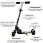 Kids Folding Kick Scooter, 2 Wheel Folding Kick Scooter for Girls Boys, 3 Adjustable Height, Light up Wheels, Scooter with Sturdy Frame, Christmas Birthday Girls Boys, Easy Folding Kids Scooter