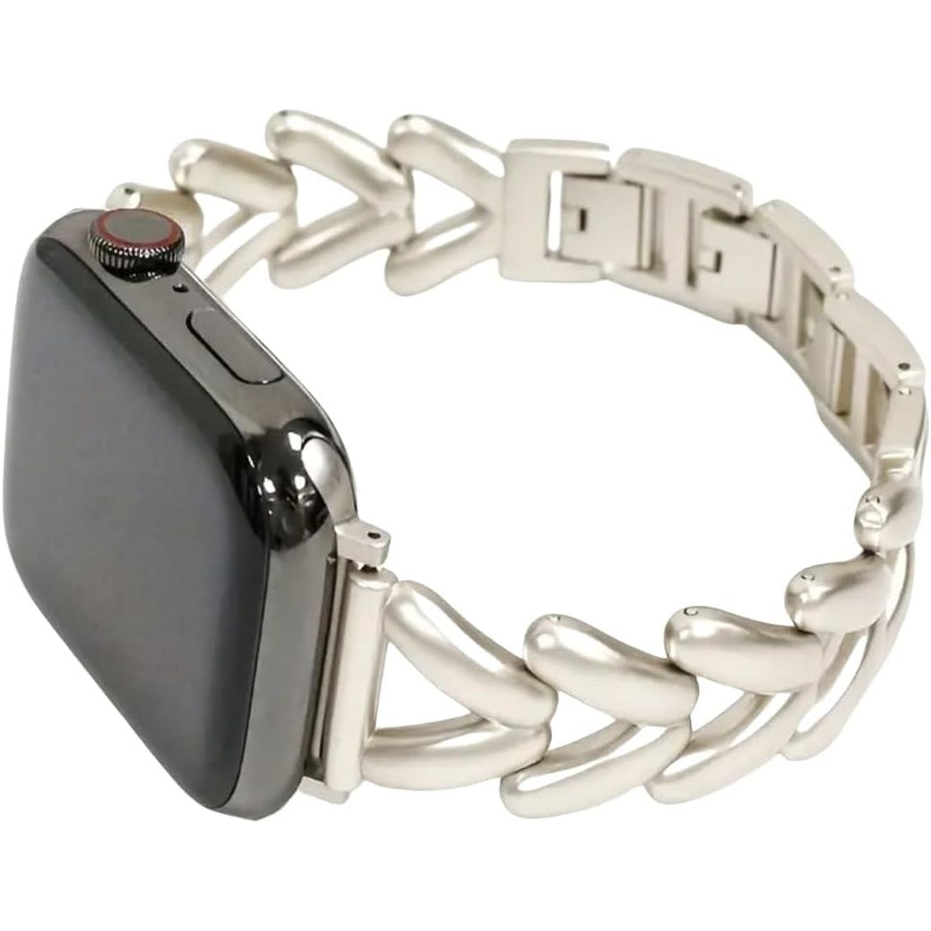 Metal Bracelet Compatible for Apple Watch Band 38Mm 40Mm 41Mm 42Mm 44Mm 45Mm 46Mm 49Mm, Dressy Bangle Chain Watch Strap for Iwatch Series 10/9/8/7/6/5/4/3/2/1/Se/Ultra