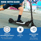 Foldable Kick Scooter for Kids - LED Lights Aluminum Frame & Handlebars Sport Scooter for Toddler Adults Teens Boys & Girls, Detachable and Portable Black Kids' Scooter with Adjustable Height