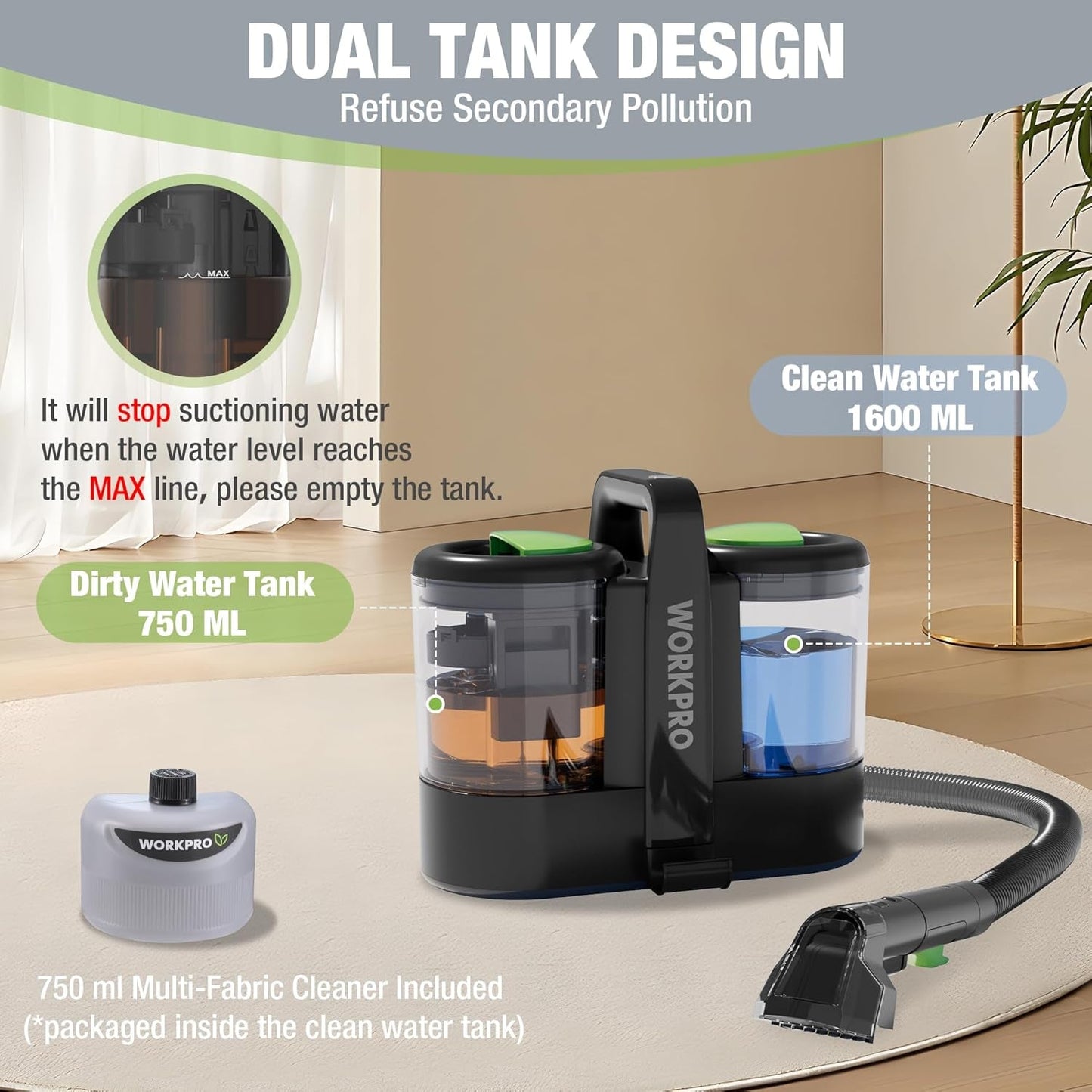 Carpet and Upholstery Cleaner, Portable Spot Cleaner 450W Lightweight Handheld Deep Cleaner Machine for Pet Stains,Rug, Mattress, Car Seat and Curtain