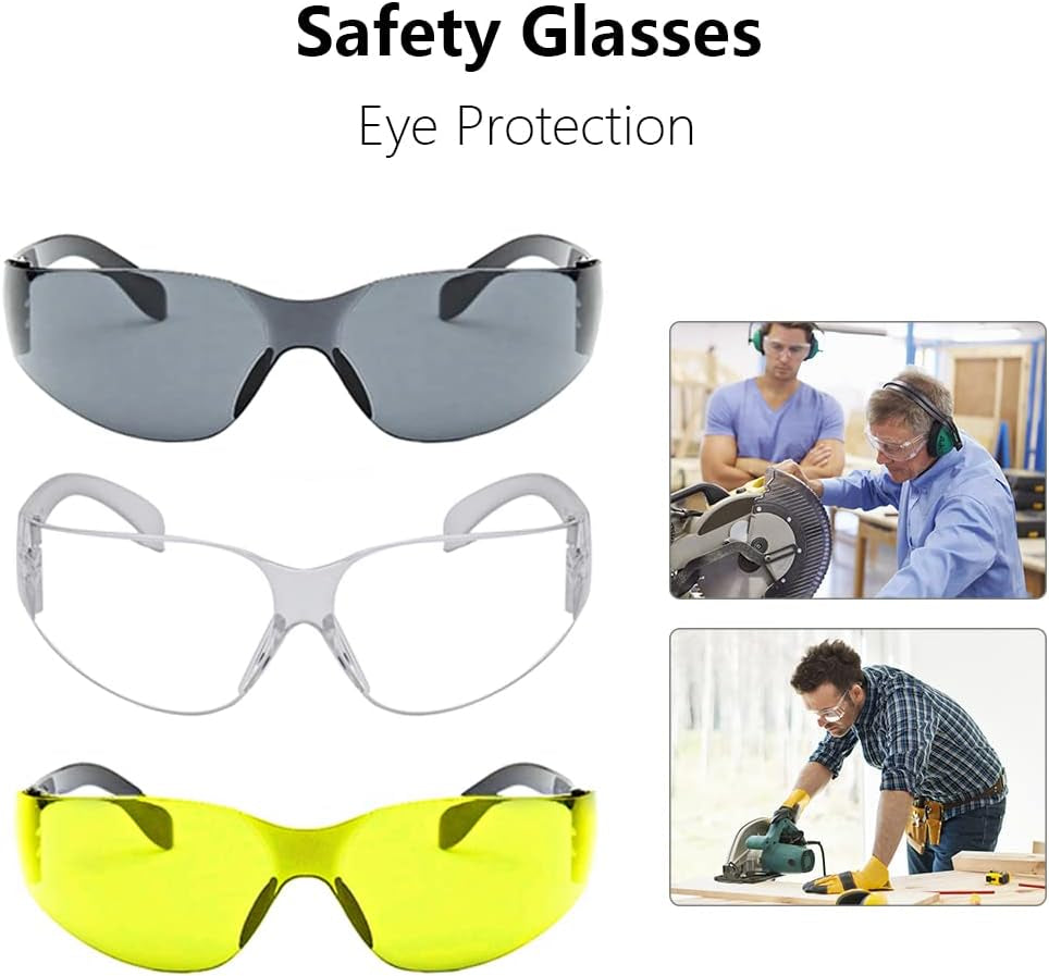Safety Glasses, Anti-Fog and anti Scratch Reduction Coating, Reinforced Resistant and Protective Lens, Eye Protection Glasses Safety for Snug Fit (Dark Grey)