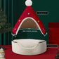 Festive Detachable Pet House - Cozy Red Santa Hat Design (S - 37x46cm)