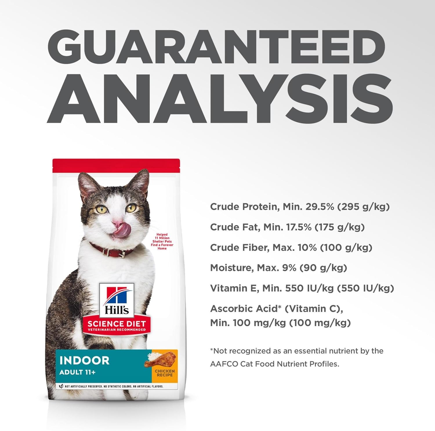 Science Diet Senior Adult 11+ Indoor, Chicken Recipe, Dry Cat Food for Older Cats, 1.58Kg Bag