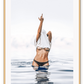 Woman photography beach sexy middle finger in water blue and white and nude