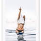 Woman photography beach sexy middle finger in water blue and white and nude