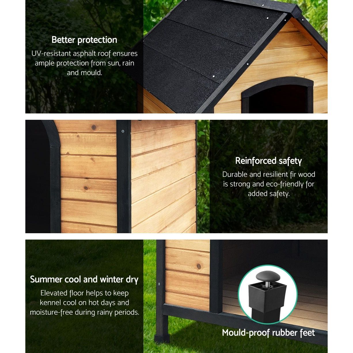 i.Pet Dog Kennel Extra Large Wooden Outdoor House Pet Puppy House XL Crate Cabin Waterproof