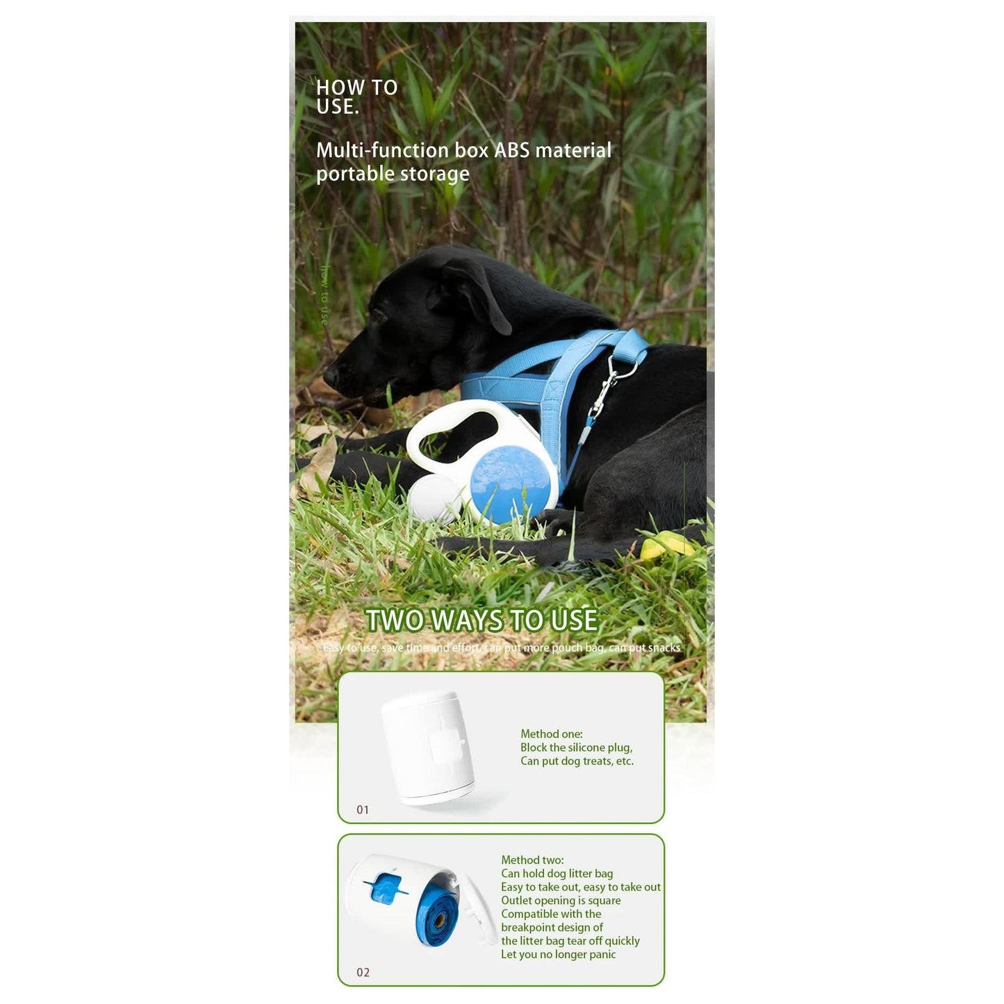 Light blue 5M Retractable Dog Leash - With Small Box, Suitable For Small And Medium Dogs