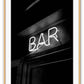 A fashion typography wall art of neon bar sign in black and white. 