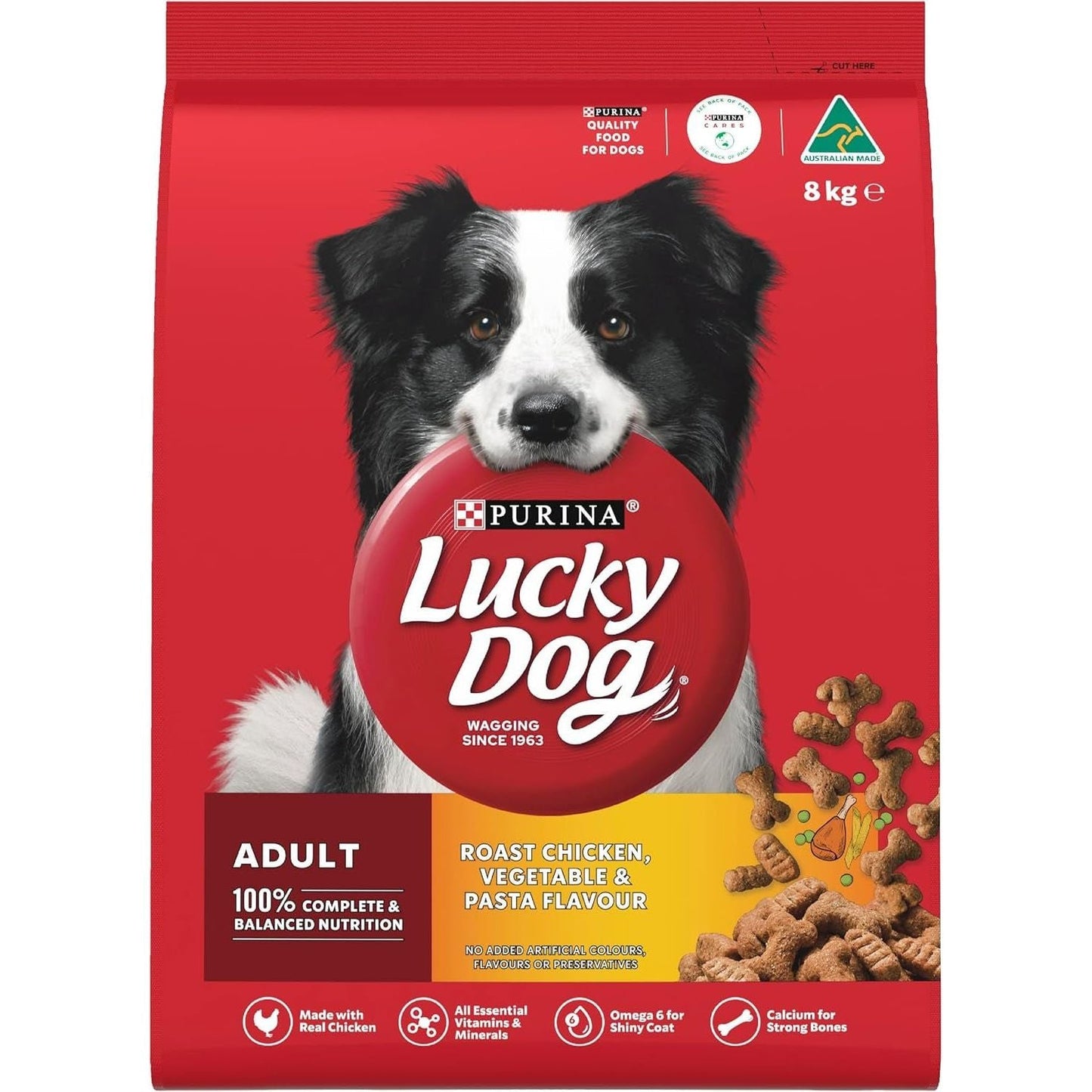 LUCKY DOG Adult Dry Dog Food Roast Chicken Vegetable Pasta Flavour 8Kg