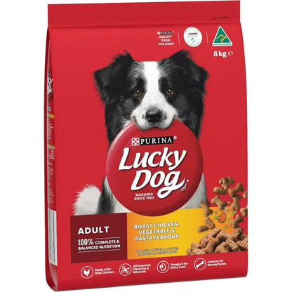 LUCKY DOG Adult Dry Dog Food Roast Chicken Vegetable Pasta Flavour 8Kg