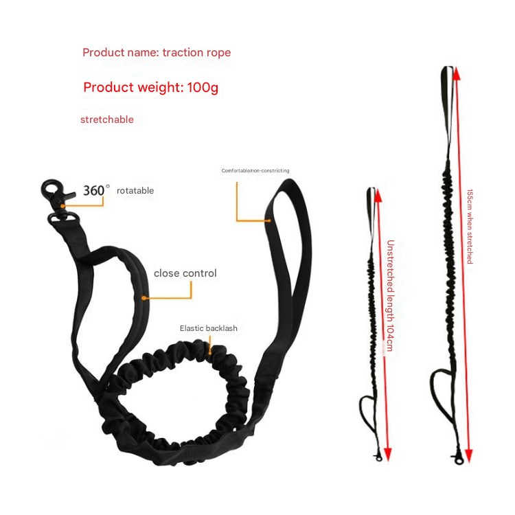 M khaki Hands-Free Dog Leash with Adjustable Waist Belt - Shock Absorbing Bungee Lead