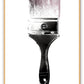 Pink brush with silver and black Gucci paint on white background minimal fashion print 