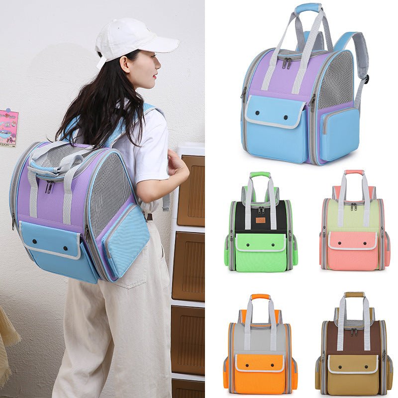 Orange Portable Pet Carrier Backpack - Spacious, Breathable, and Travel-Friendly for Cats and Small Dogs